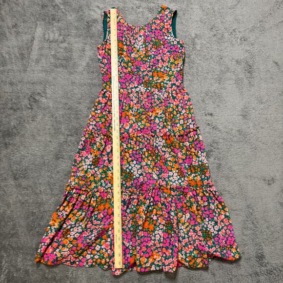 J.Crew Tiered Sleeveless Midi Dress Micro Meadow Floral Flower Garden Boho XXSP - Picture 6 of 6